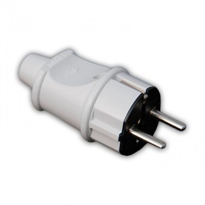 Вилка с заземлением белая