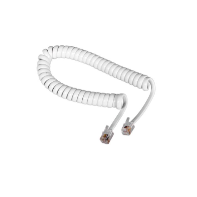 Шнур телефонный витой 2м (джек-джек) белый