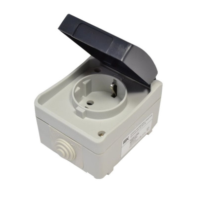 Розетка наружная с заземлением с крышкой IP54 Форс