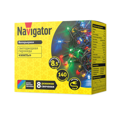 Гирлянда NGF-S01-140RGBY-5-8.5m-230-C8-G-IP20