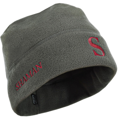Шапка мужская зимняя (SHAMAN) флис серый (красная вышивка) (57 (S))