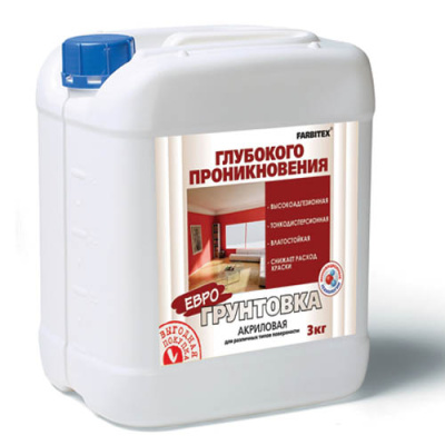 Грунтовка акриловая глубокого проникновения (3,0кг) FARBITEX Грунтовка акриловая глубокого проникновения (3,0кг) FARBITEX