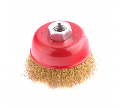 Щетка для УШМ, 75 мм, М14, "чашка", латунированная витая проволока// Matrix