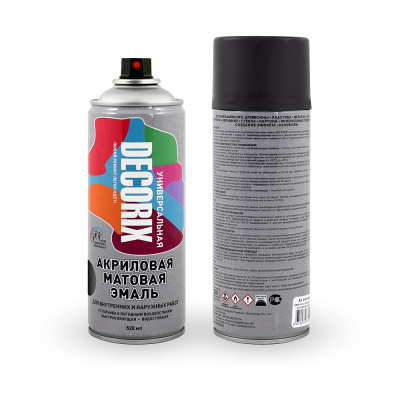 Эмаль аэрозольная универс.DECORIX 520мл,черный матовый