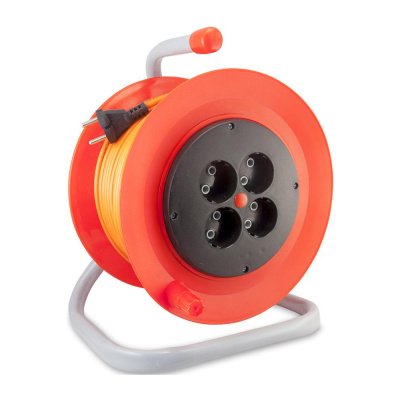 Удлинитель сил. на катушке LUX К4-Е-30 ПВС 3х0,75 30м, 10А, 4встр.розетки с з/к