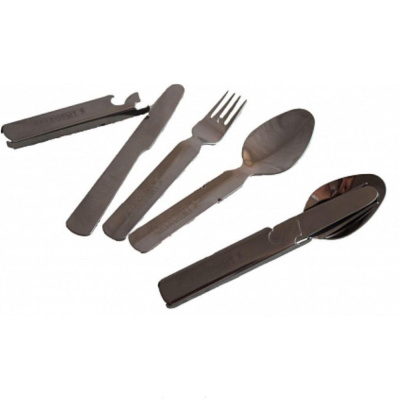 Набор столовых приборов "СЛЕДОПЫТ" в металл. чехле (ложка, вилка, нож, открывашка)/120/ 