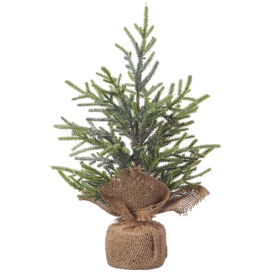 Изделие новогоднее декоративное "Ель заледеневшая в джутовом мешочке" 34см