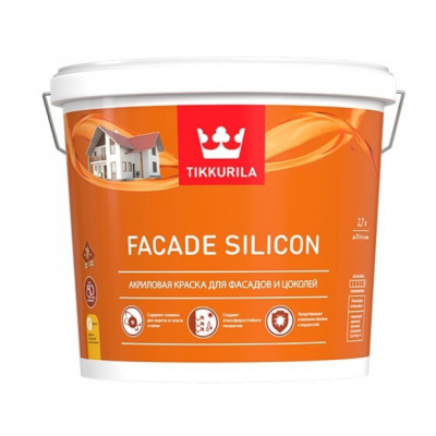 КРАСКА "FACADE SILICON"  БАЗА С   2,7 Л (1) АКРИЛОВАЯ ДЛЯ ФАСАДОВ И ЦОКОЛЕЙ "ТИККУРИЛА"