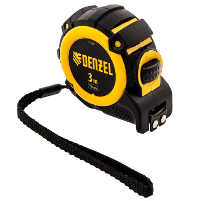 Рулетка 3м х 16мм, автоматич. фиксац., нейлон. покрытие, магнит. зацеп, двухстор. разметка// Denzel
