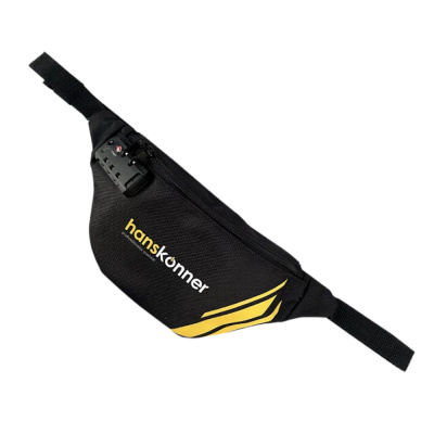 Сумка поясная, 2 отделения, 360мм x 150мм x 70мм, кодовый замок, pat., Hanskonner HKWB0001 