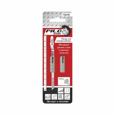 Пилки для лобзика HSS 100x75мм 8з/д (цв.мет., сталь h=4-20мм) фигур. распил T227D 2шт/карта "Piloram