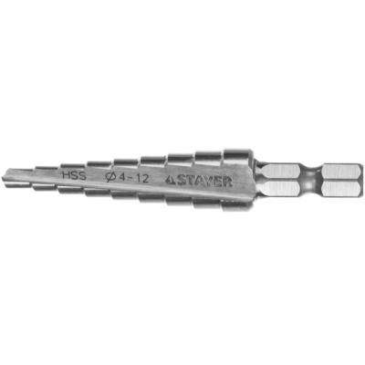 Сверло ступенчатое 4-12мм, 9 ступеней, STAYER