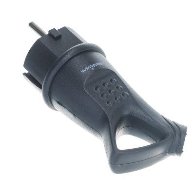 Вилка угловая однофазная с ушком каучук