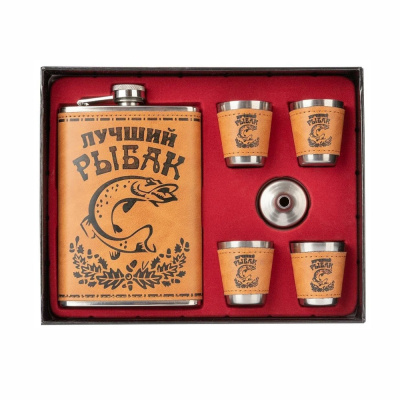 Набор Лучший рыбак (фляжка 270 мл + 4 стопки+воронка) (HS-GT-TZ95) Helios Набор Лучший рыбак (фляжка 270 мл + 4 стопки+воронка) (HS-GT-TZ95) Helios