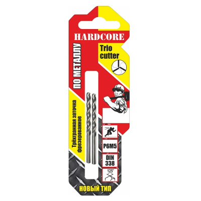 Сверло по металлу 3.0х61мм Р6М5 2шт/уп "Hardcore" Trio Cutter 143030