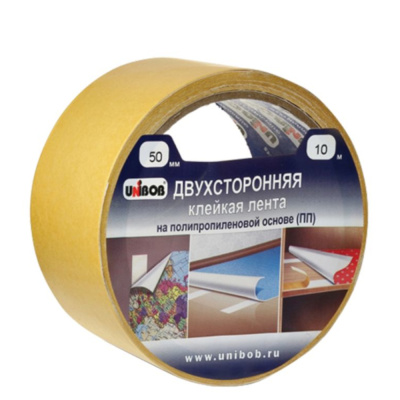 Скотч двусторонний 50 ММ Х 10 М (36) "UNIBOB" Скотч двусторонний 50 ММ Х 10 М (36) "UNIBOB"