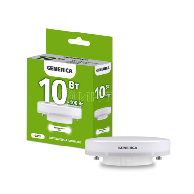 Лампа светодиодная T80 таблетка 10Вт 230В 4000К GX53 GENERICA