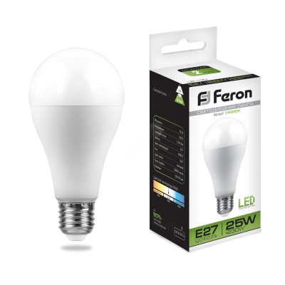 Лампа светодиодная LED 25вт Е27 белый Feron