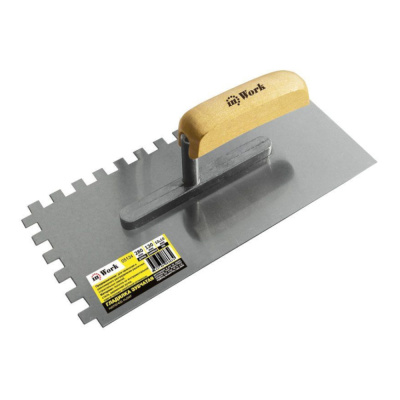 Гладилка зубчатая 280х130 мм, зуб 10х10 мм, дер. ручка, InWork