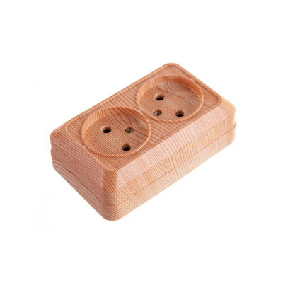 Розетка 2х2P, 16А-250В, IP20, ОУ, сосна Intro Quadro 2-203-11 