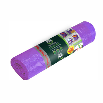 ПАКЕТЫ ДЛЯ МУСОРА С ЗАВЯЗКАМИ "PREMIUM"  60 Л РУЛОН 10 ШТ. (ФИОЛ.) 60 МКМ (1/20) "MASTER FRESH"