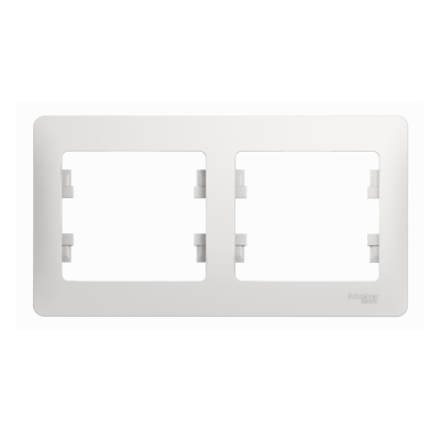 Рамка горизонтальная 2 поста белаяGLOSSA 