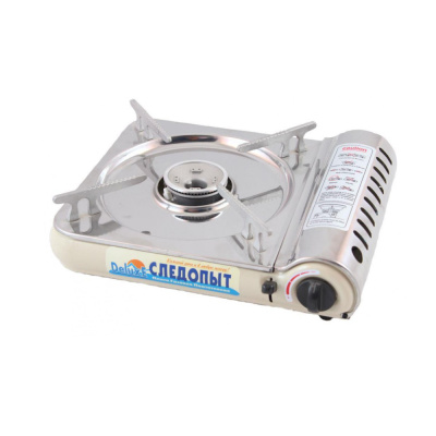 Плита наст. газовая "СЛЕДОПЫТ - DeluxE", (с подогревом) нерж. сталь/6/ 