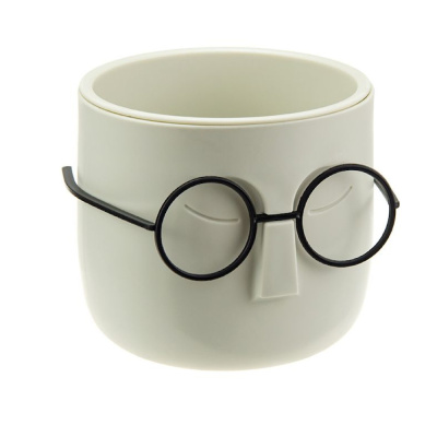 Кашпо СТИВ 115x115x105мм 0,65л. со вставкой (Белый ротанг)