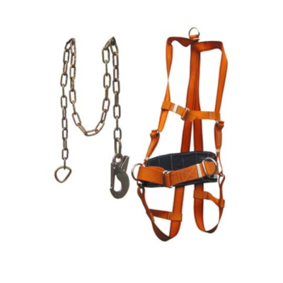 Пояс страховочный со стропом из цепи и амортизатора