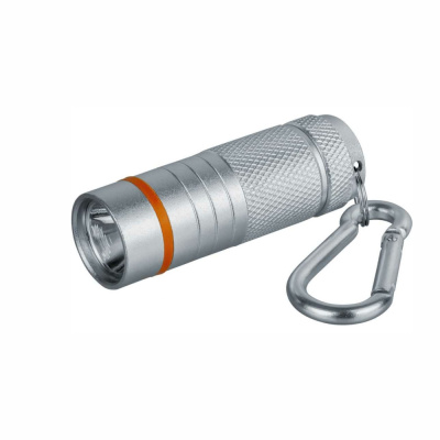 Фонарь светодиодный NPT-KC08-S-4LR44 брелок алюминиевый 1LED(1Вт) 1 режим серебро