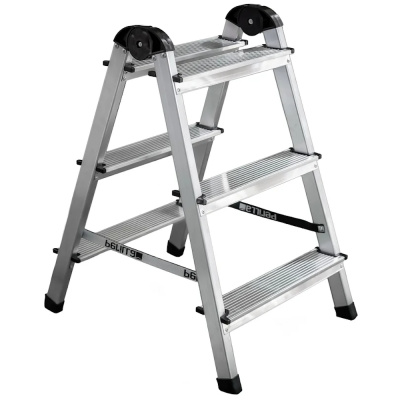 Стремянка AI двусторонняя 3 ступени алюминий, h=73,5см, профиль 40*20мм, до 120кг, арт.111403 UFUK