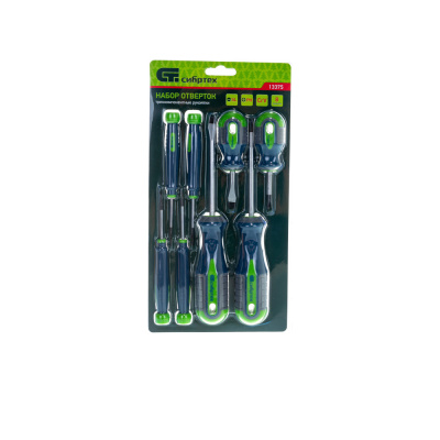 Набор отверток, CrV,  трехкомпонентные рукоятки, 8 предм//Сибртех