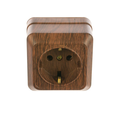 Розетка 2P+E Schuko, 16А-250В, IP20, ОУ, венге Intro Quadro 2-202-10 