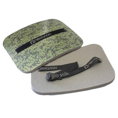 Сиденье туристическое с дек.пл. Камуфляж 15мм рифленое,т.зеленый,с карабином