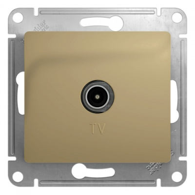 Розетка телевизионная TV оди ночная в рамку 1дБ титан GLOSSA