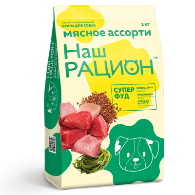 Корм Наш Рацион д/собак мясное ассорти 2 кг