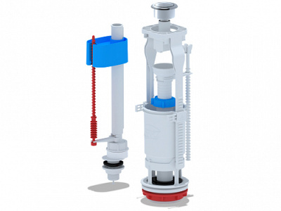 Набор арматуры с нижней подводкой 1/2" металлизир. кнопка  эконом 