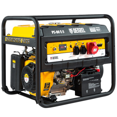 Генератор бензиновый PS-80E-3, 6,6 кВт, 400В, 25л, электростартер// Denzel
