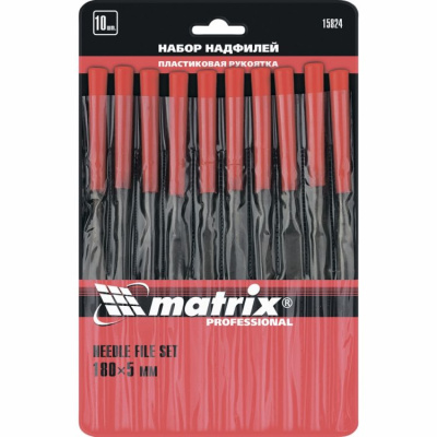 Набор надфилей, 160 х 4мм, 10 шт., обрезиненные рукоятки // MATRIX