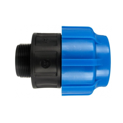 Муфта компрессионная наруж.резьба PN10 d 63x2" для ПЭ труб, РТП