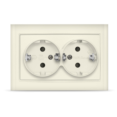 Розетка двойная с заземлением слоновая кость Бриллиант 
