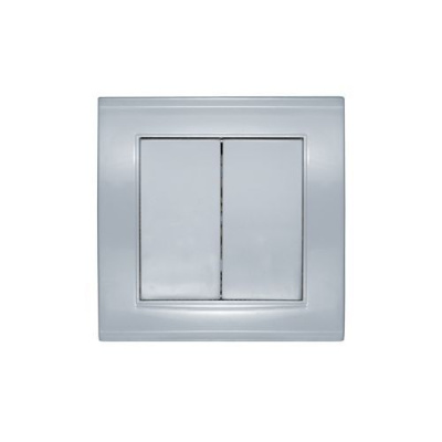 Выключатель двухклавишный серебро Бриллиант 