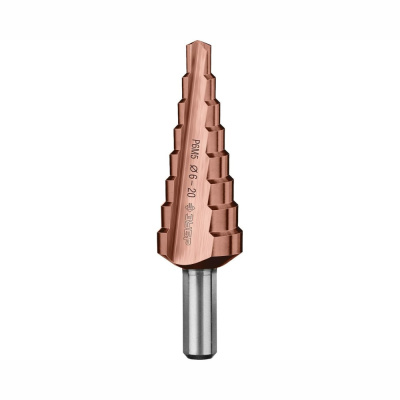 Сверло ЗУБР "КОБАЛЬТ" ступен. по сталям и цвет. мет. ст. Р6М5 с кобальт. покрыт., d=6-20мм, 