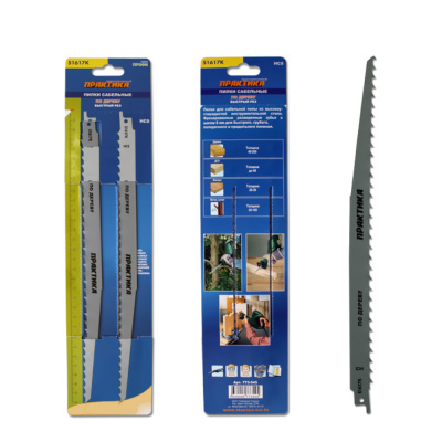 Пилки для сабельной пилы ПРАКТИКА S1617K HCS, по дереву, шаг 8мм, длина 300мм, 2шт