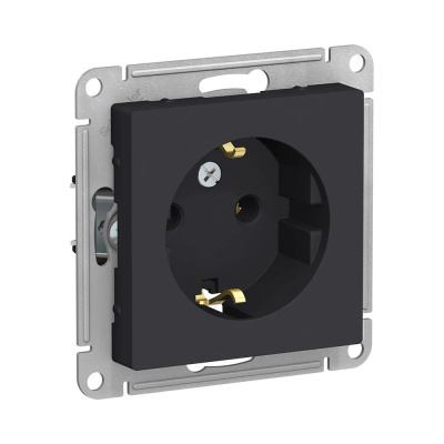 Розетка ATLASDESIGN с заземлением 16А механизм карбон