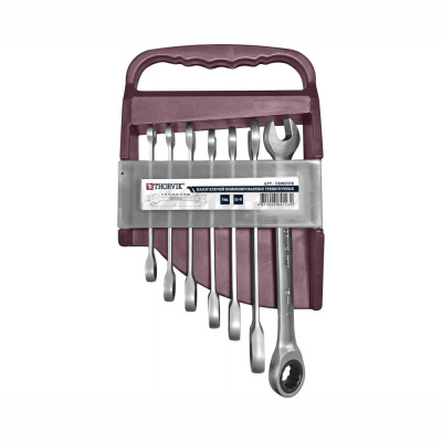 Набор ключей гаечных комбинированных трещоточных на держателе, 8-19 мм, 7 предметов CRWS7PR 