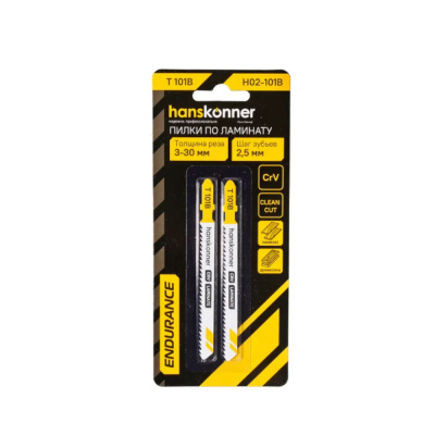 Пилки для лобзика H02-101B по ламинату 2шт, T101B (дер,ДСП,фанера 3-30мм) Hanskonner
