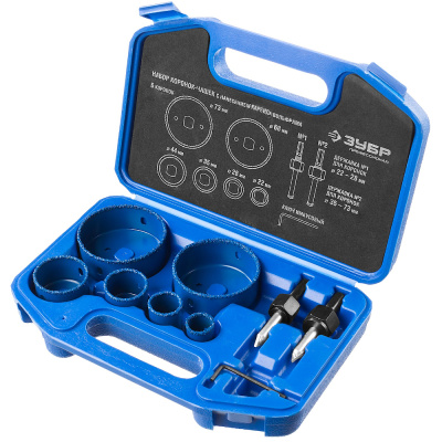 Набор коронок-чашек ЗУБР "ПРОФЕССИОНАЛ" c карбид-вольфрамовым нанесением, 6 коронок-чашек O 22, 28,