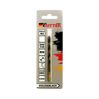 Сверло по металлу Ritter EC  5,8 мм (HSS-G M2 Gold&Black) DIN 338 RN (1 шт в блистере)