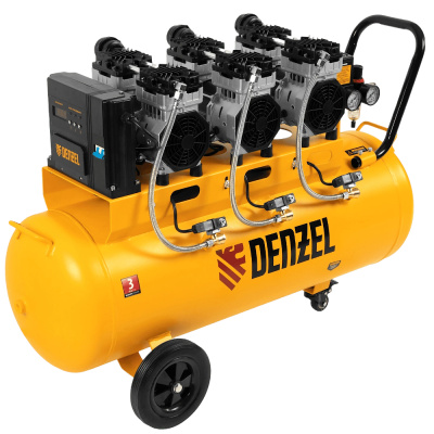Компрессор безмаслянный малошумный DLS 2250/100, 2250 Вт, 3х750, 100 л, 410 л/мин блок упр// Denzel